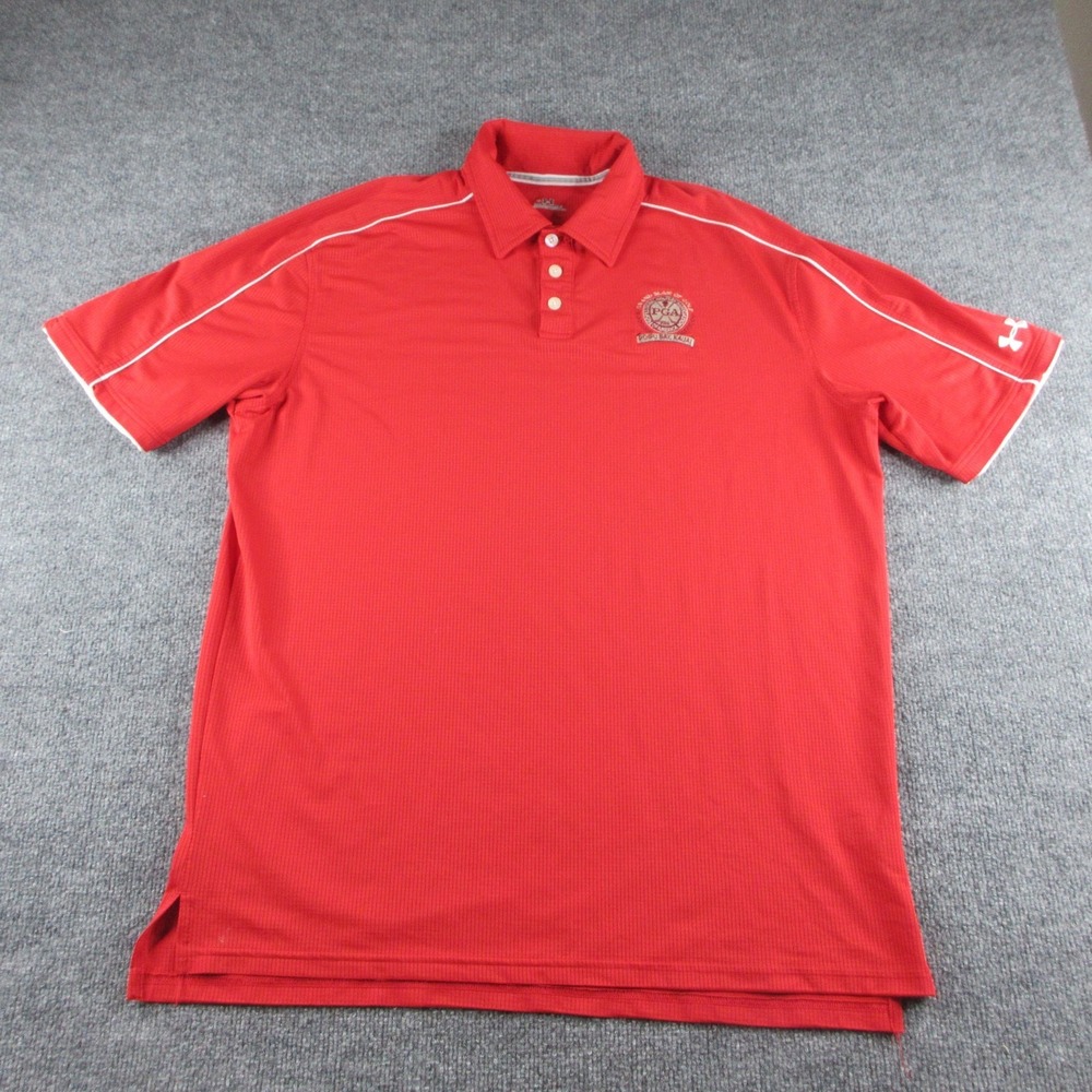 Under Armour Polo Shirt Mens Large Red Golf PGA Grand Slam Of GolfPoipu Bay